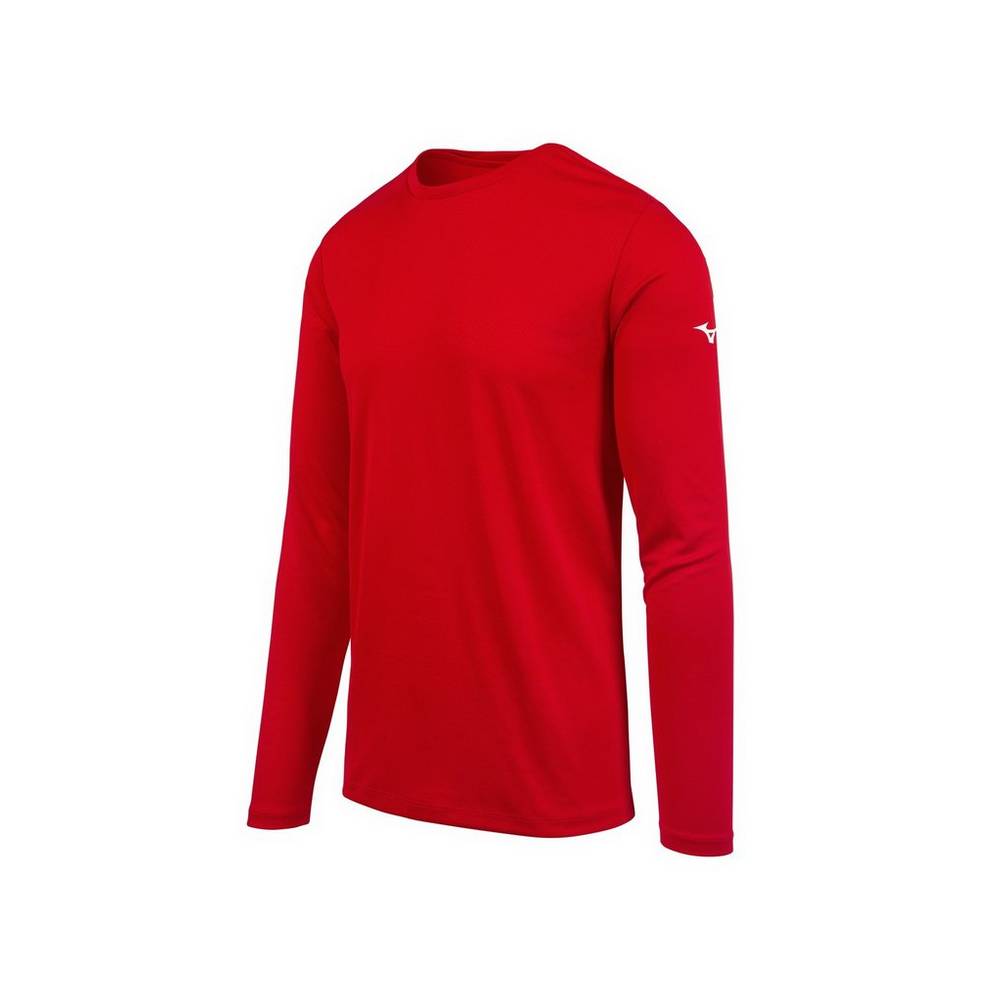 Camisetas Mizuno Long Sleeve Hombre Rojas Ofertas QIJX-42935